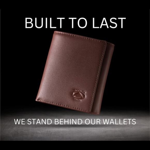 Leather Trifold RFID Wallet For Men Brown - Picture 6 of 6